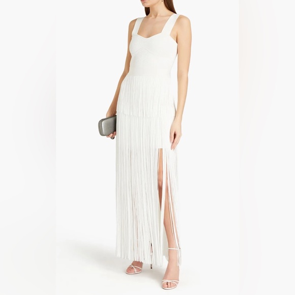 Herve Leger square neckline fringe dress - Picture 2 of 8